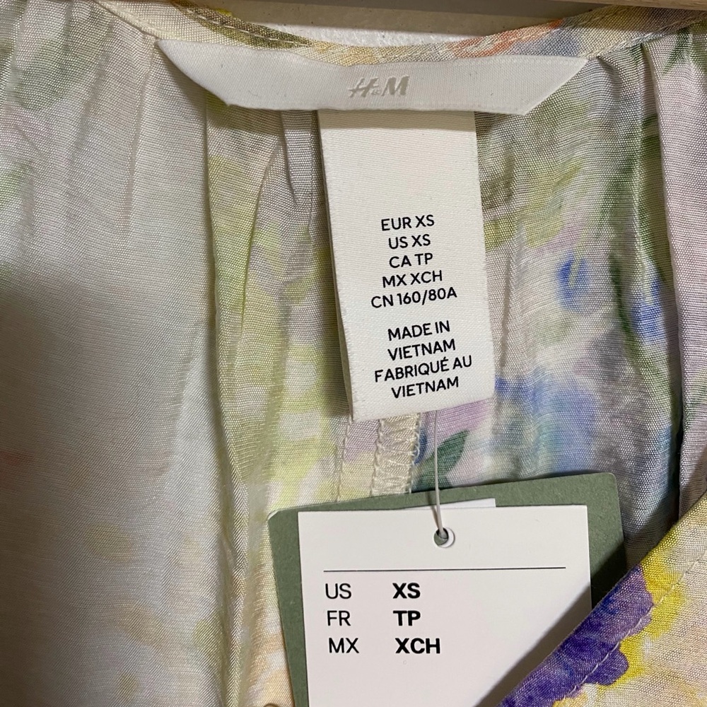 H&M Floral Long Sleeve Mini Dress – XS – LivaEco Viscose Boho Cottagecore - Picture 3 of 8